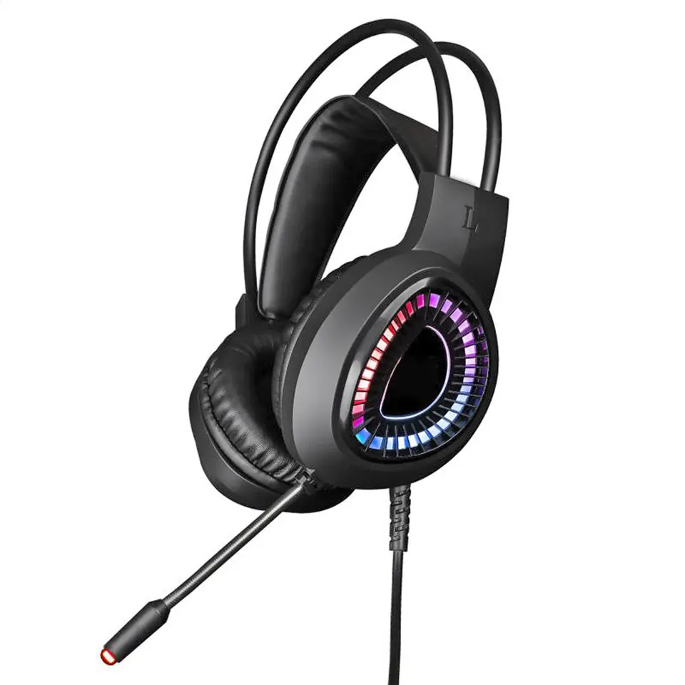 ⁨VARR GAMING RGB HEADPHONES SŁUCHAWKI Z MIKROFONEM USB 7.1 DO PC I PS5 BLACK [45551] TE⁩ w sklepie Wasserman.eu