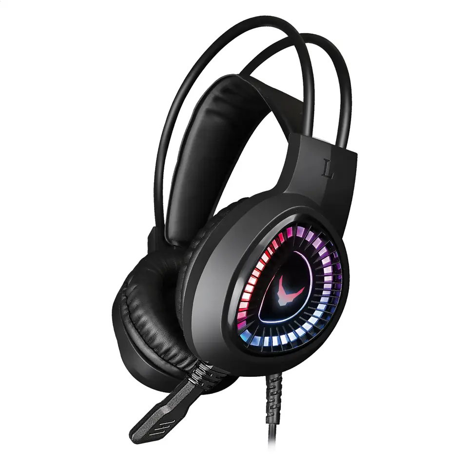 ⁨VARR GAMING RGB HEADPHONES SŁUCHAWKI Z MIKROFONEM STEREO 3,5MM USB BLACK [45559] TE⁩ w sklepie Wasserman.eu