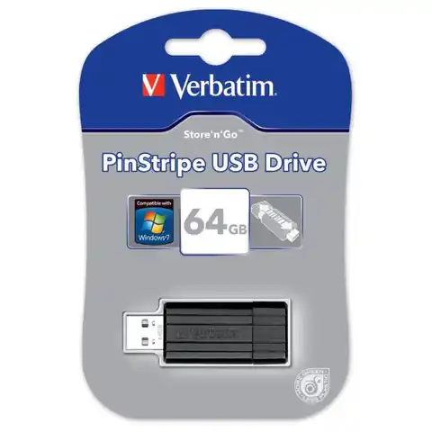 ⁨VERBATIM PENDRIVE PINSTRIPE USB 2.0 64GB BLACK  49065⁩ w sklepie Wasserman.eu