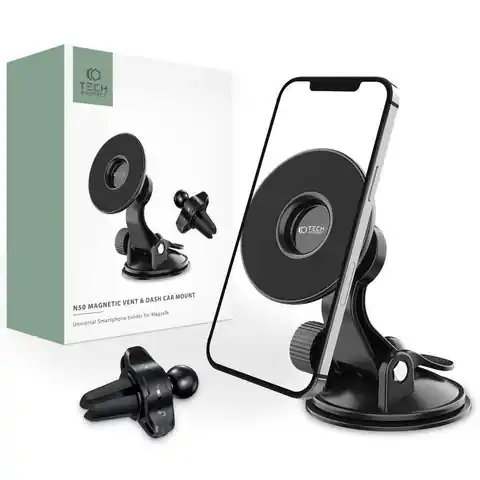 ⁨MagSafe Magnetic Car Mount for Dashboard / Air Vent Tech-Protect N50 black⁩ at Wasserman.eu