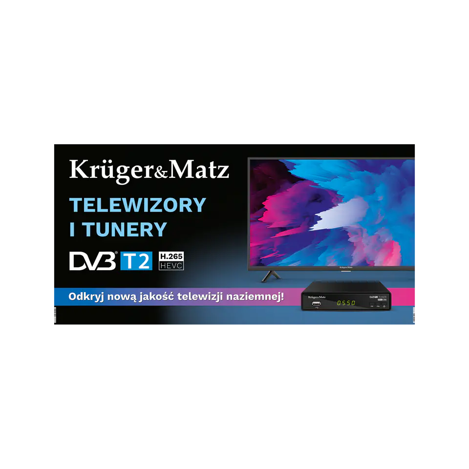 ⁨Kruger & Matz banner - TVs and DVB-T2 tuners (200 x 100 cm)⁩ at Wasserman.eu