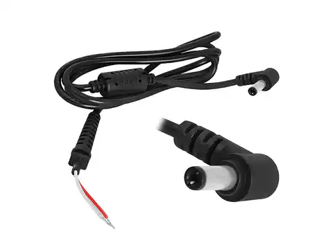 ⁨DC 5.5x2.5 plug with 1.2m cable for ASUS/TOSHIBA/LENOVO laptop power supply, angled (1LM)⁩ at Wasserman.eu