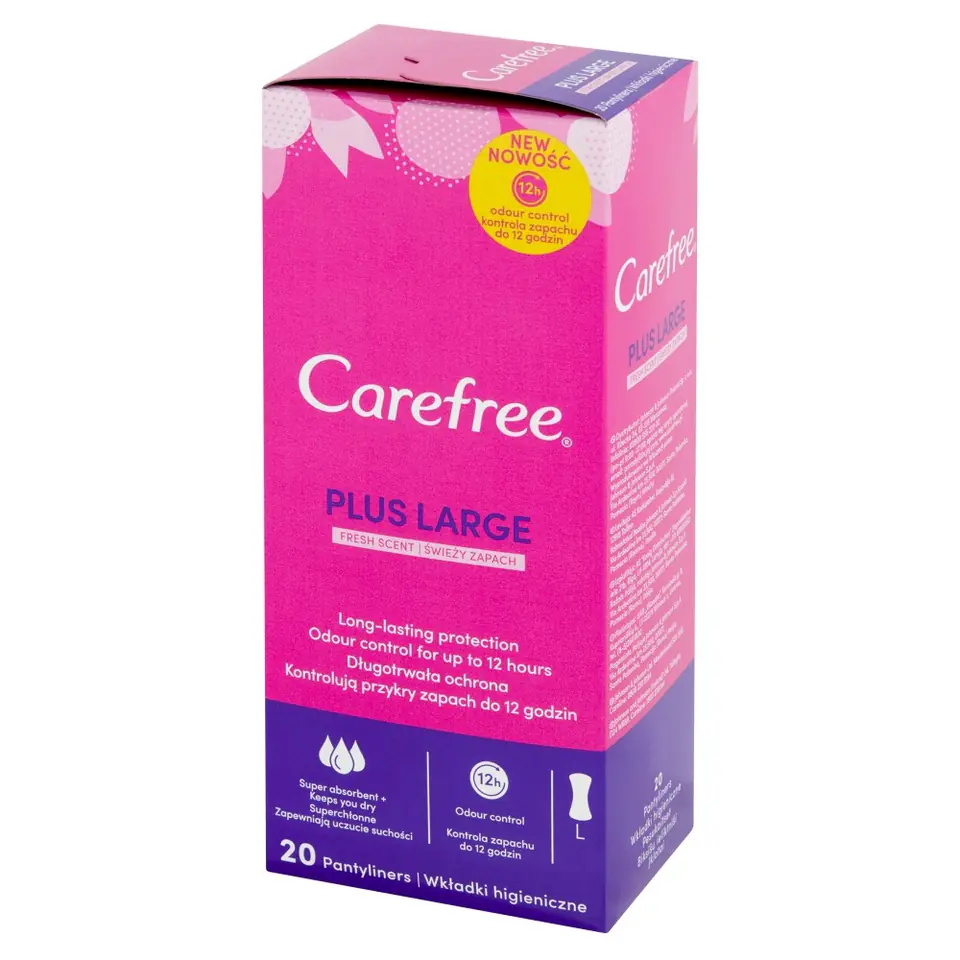 ⁨Carefree Plus Large Wkładki higieniczne Fresh Scent - świeży zapach 1op.-20szt⁩ w sklepie Wasserman.eu