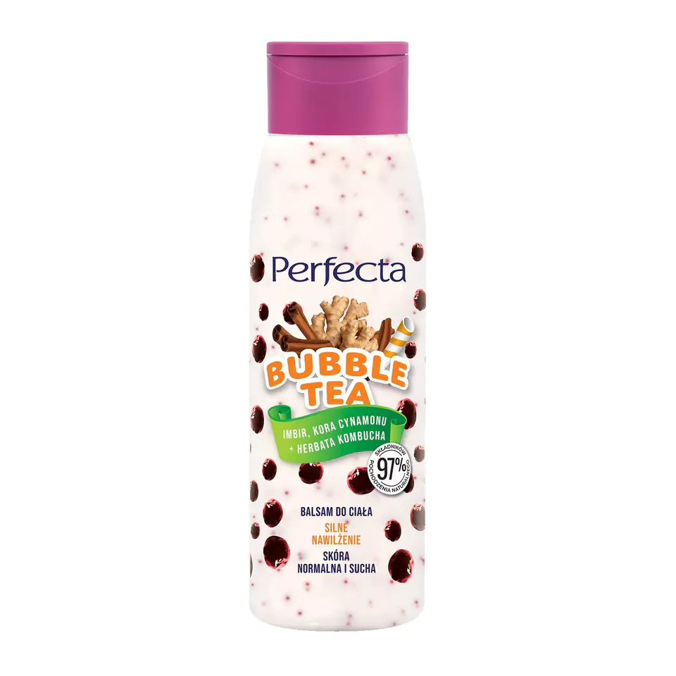 ⁨Perfecta Bubble Tea Body Lotion Strong Moisturizing - Ginger, Cinnamon Bark and Kombucha Tea 400ml⁩ at Wasserman.eu