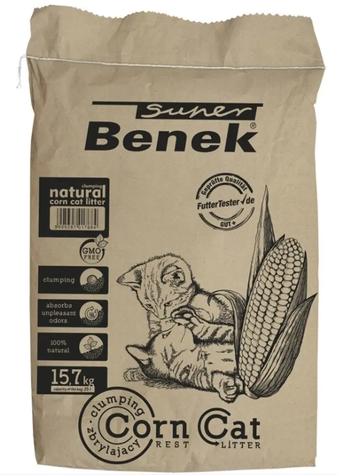 ⁨CERTECH Super Benek Corn Cat - żwirek kukurydziany zbrylający 25l⁩ w sklepie Wasserman.eu