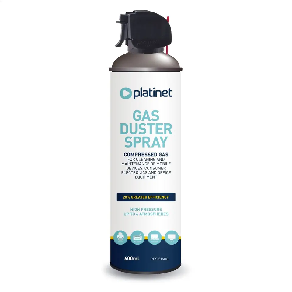 ⁨PLATINET AIR DUSTER WITH TRIGGER SPRĘŻONE POWIETRZE 600ML Z PISTOLETEM PFS5160G [45085]⁩ w sklepie Wasserman.eu