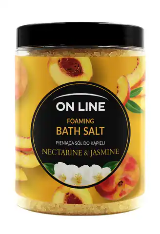 ⁨On Line Pieniąca Sól do kąpieli Nectarine & Jasmine 1200g⁩ w sklepie Wasserman.eu