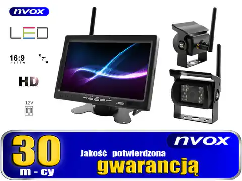 ⁨Zestaw monitor samochodowy LCD 7" 12V 24V oraz 2 kamery bezprzewodowe⁩ w sklepie Wasserman.eu
