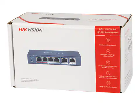 ⁨Switch PoE Hikvision DS-3E0106P-E/M 6por⁩ w sklepie Wasserman.eu