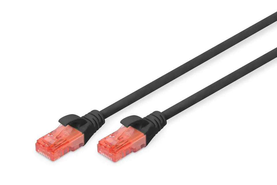 ⁨Patch Cord RJ45/RJ45 Kat.6 250MHz U/UTP AWG27/7 PE 5,0m Czarny⁩ w sklepie Wasserman.eu