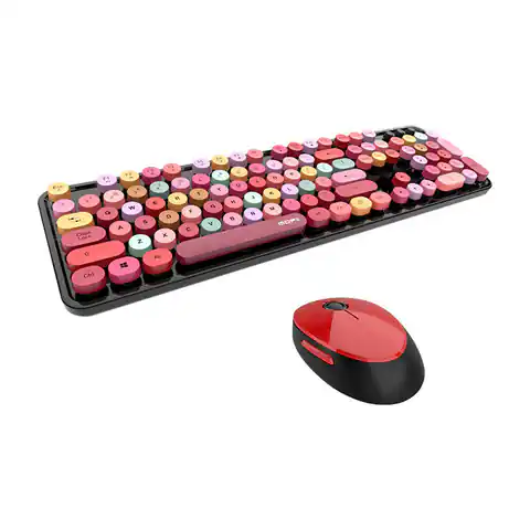 ⁨Wireless Keyboard + Mouse Set MOFII Sweet 2.4G (Black & Red)⁩ at Wasserman.eu