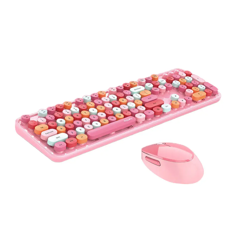 ⁨Bezprzewodowy zestaw klawiatura + myszka MOFII Sweet 2.4G (różowy)⁩ w sklepie Wasserman.eu