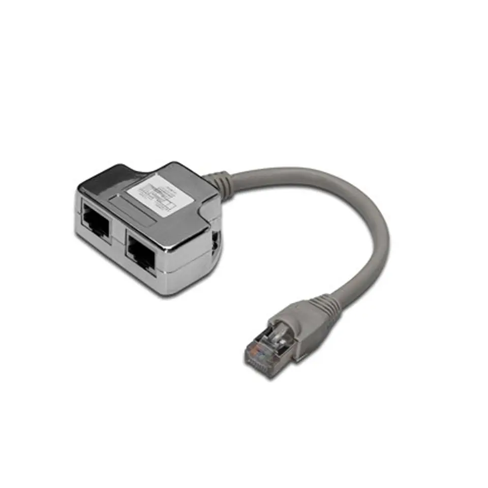 ⁨RJ45 adapter on cable / 2x RJ45 socket screen⁩ at Wasserman.eu