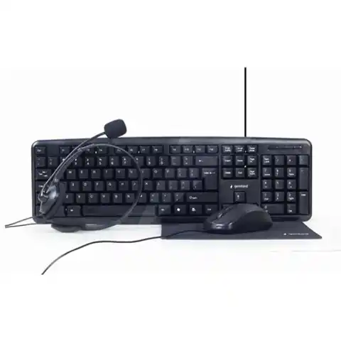 ⁨Gembird KBS-UO4-01 4in1 office set, keyboard, mouse, headphones, mouse pad, US layout⁩ at Wasserman.eu