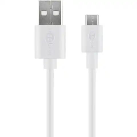 ⁨Goobay Micro USB charging and sync cable 43837 White, USB 2.0 micro male (type B), USB 2.0 male (type A)⁩ at Wasserman.eu