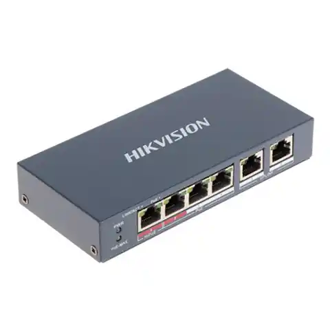 ⁨Hikvision DS-3E0106HP Unmanaged, Desktop, 10/100 Mbps (RJ-45) ports quantity 6⁩ w sklepie Wasserman.eu