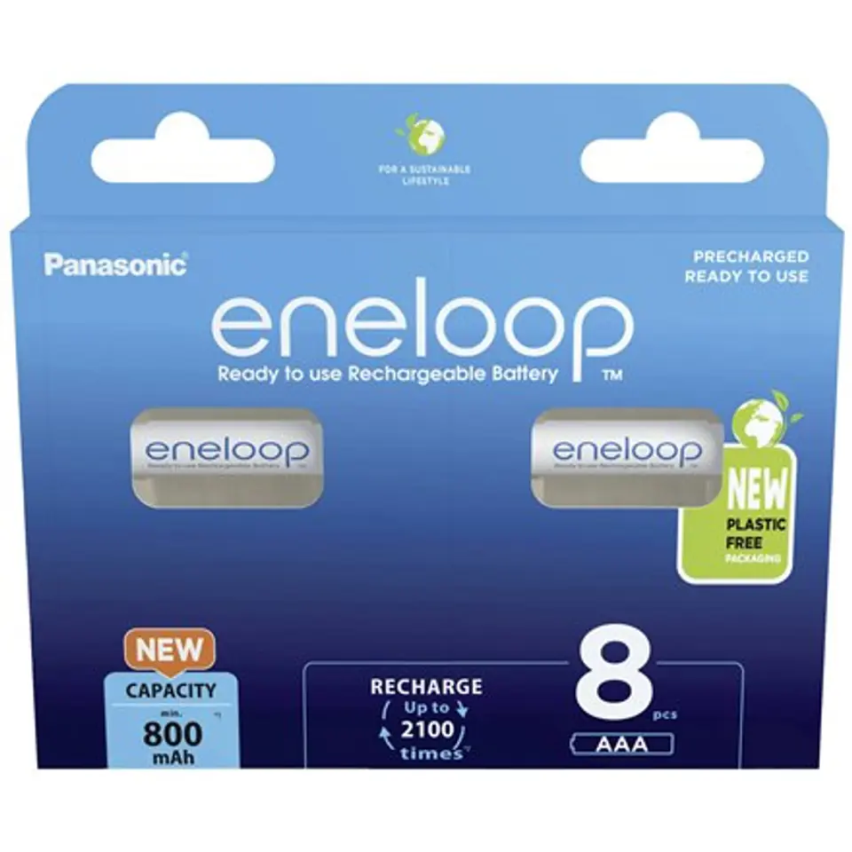 ⁨Panasonic Rechargeable Batteries ENELOOP BK-4MCDE/8BE AAA, 800 mAh, 8 pc(s)⁩ at Wasserman.eu