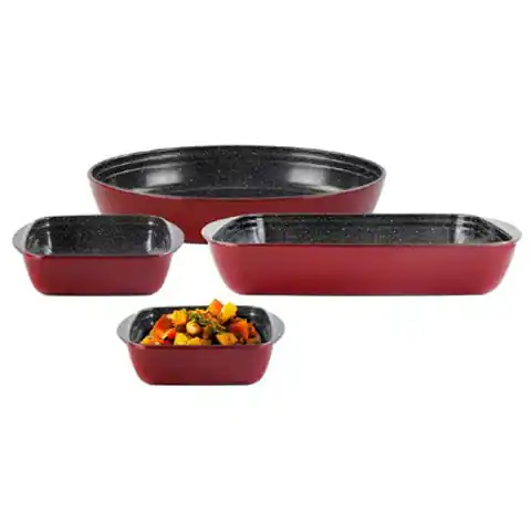 ⁨Stoneline Casserole dish set of 4pcs 21789 1+1+3+3.6 L, 20x17/35x24/39x24 cm, Borosilicate glass, Red, Dishwasher proof⁩ at Wasserman.eu