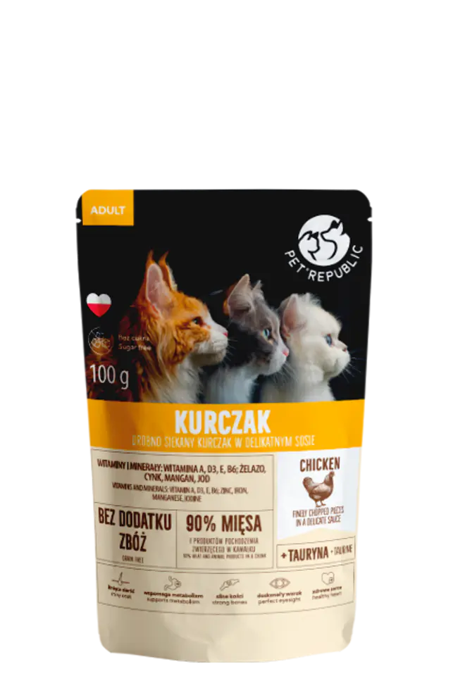 ⁨PETREPUBLIC Fileciki z kurczakiem w sosie saszetka dla kota 100g⁩ w sklepie Wasserman.eu