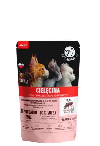 ⁨PETREPUBLIC Fileciki z cielęciną w sosie saszetka dla kota 100g⁩ w sklepie Wasserman.eu