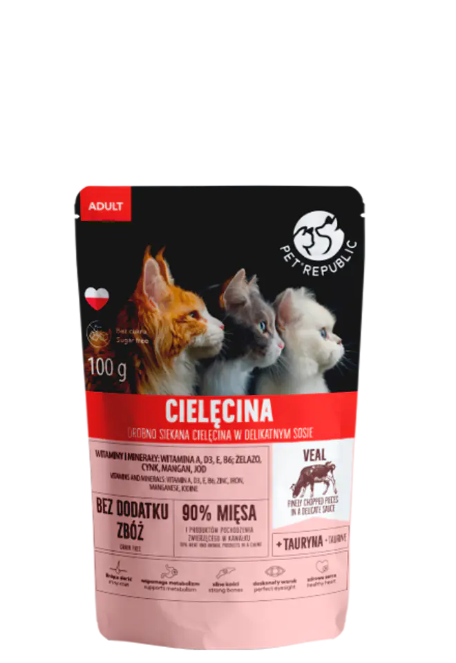 ⁨PETREPUBLIC Fileciki z cielęciną w sosie saszetka dla kota 100g⁩ w sklepie Wasserman.eu