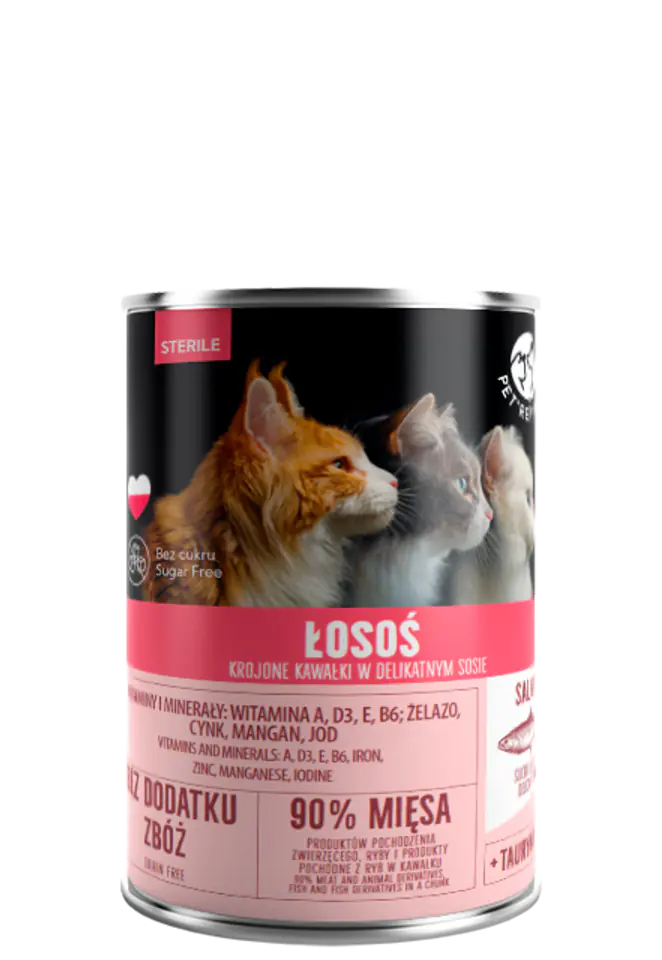 ⁨PETREPUBLIC Pieces with salmon in sauce can for a sterilized cat 400g⁩ at Wasserman.eu