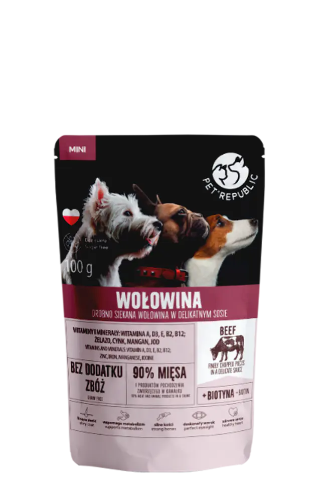 ⁨PETREPUBLIC Fillets with beef in sauce sachet for dogs of small breeds 100g⁩ at Wasserman.eu