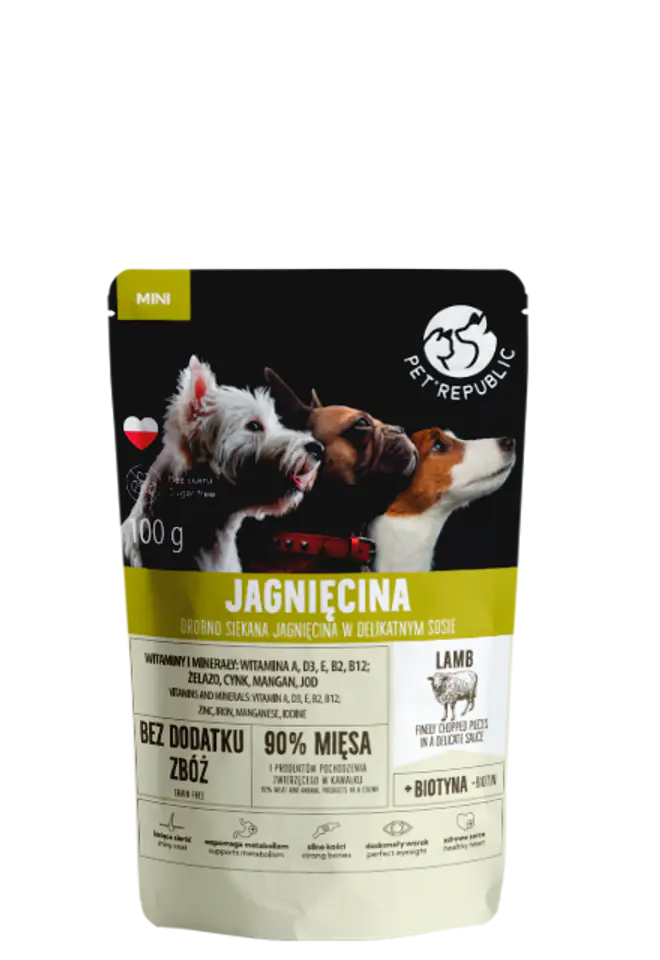 ⁨PETREPUBLIC Fillets with lamb in sauce sachet for dogs of small breeds 100g⁩ at Wasserman.eu
