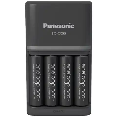⁨Panasonic eneloop Basic Battery Charger 1-4 AA/AAA, 4 x R6/AA 2500 mAh black incl.⁩ at Wasserman.eu