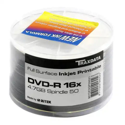 ⁨TRAXDATA RITEK DVD-R 4,7GB 16X PRINTABLE SP*50  907SP50NOPCPL⁩ w sklepie Wasserman.eu