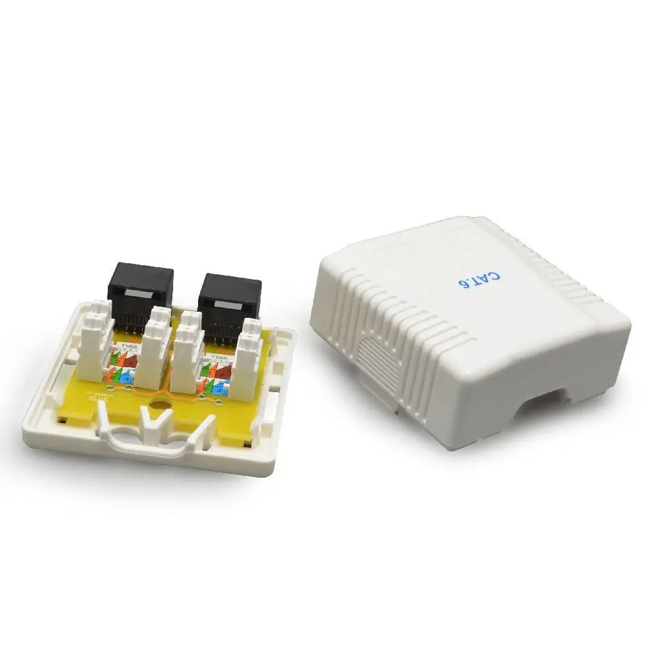 ⁨Surface-mounted socket Gembird NCAC-2U6-01 UTP two-port, cat. 6 (white)⁩ at Wasserman.eu