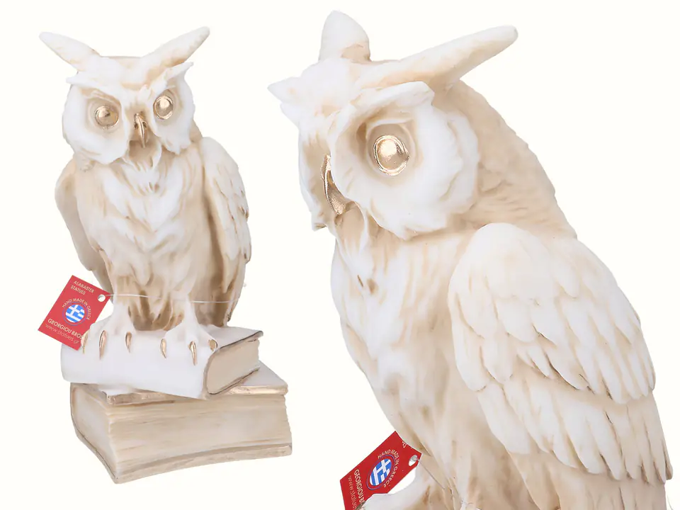 ⁨Sowa na książce -alabaster grecki⁩ w sklepie Wasserman.eu