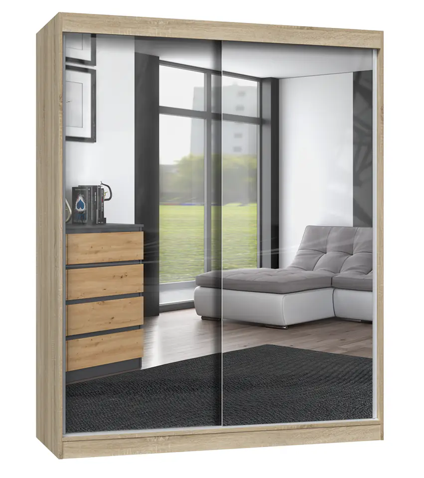 ⁨IGA 160 WARDROBE WITH 2 MIRRORS - SONOMA OAK⁩ at Wasserman.eu