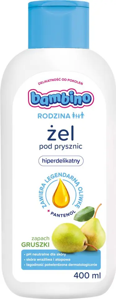 ⁨Bambino Rodzina Żel pod prysznic hiperdelikatny o zapachu gruszki 400ml⁩ w sklepie Wasserman.eu