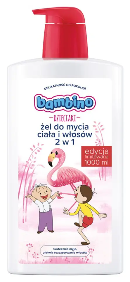 ⁨Bambino Kids Body and Hair Wash Gel 2in1 "Bolek and Lolek - Flamingo" 1000ml limited edition⁩ at Wasserman.eu