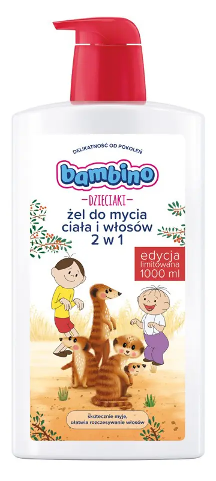 ⁨Bambino Dzieciaki Żel do mycia ciała i włosów 2w1 "Bolek i Lolek - Surykatki" 1000ml edycja limitowana⁩ w sklepie Wasserman.eu