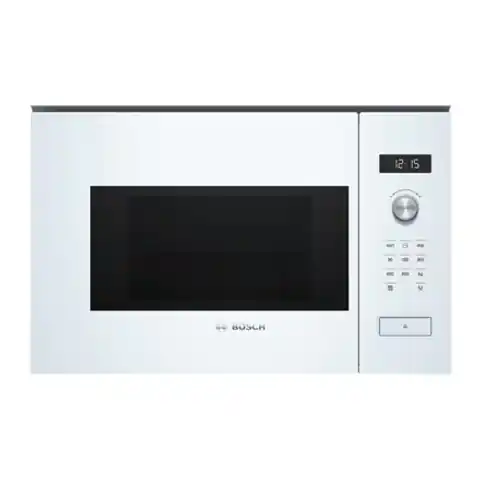 ⁨Bosch Microwave Oven BFL524MW0 20 L, Retractable, Rotary knob, Touch Control, 800 W, White, Built-in, Defrost function⁩ at Wasserman.eu