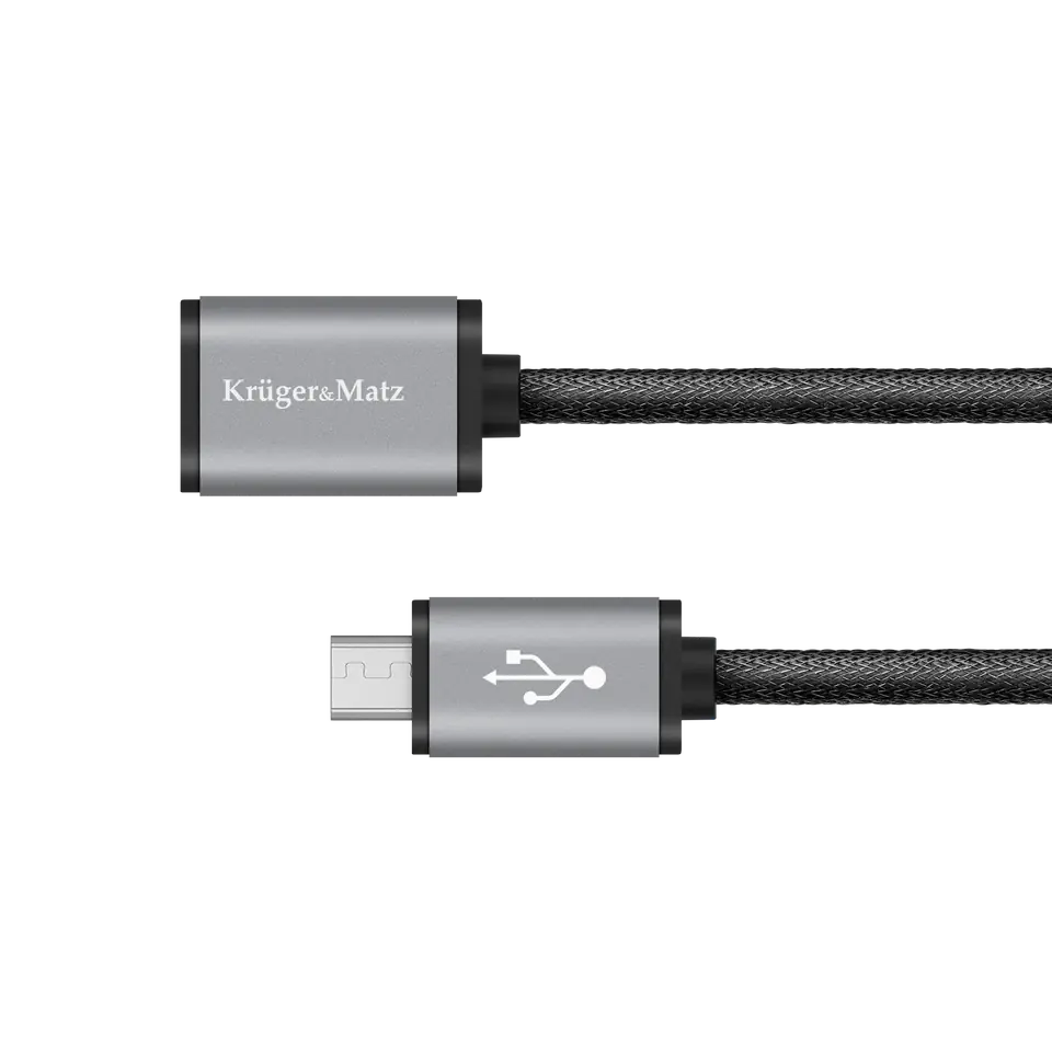 ⁨Kabel USB - micro USB gniazdo-wtyk 0,2 m Kruger&Matz⁩ w sklepie Wasserman.eu