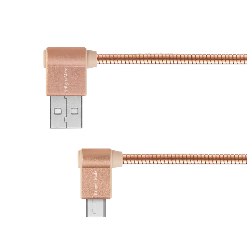 ⁨Kabel USB - wtyk kątowy typu C  1m 3A Kruger&Matz⁩ w sklepie Wasserman.eu