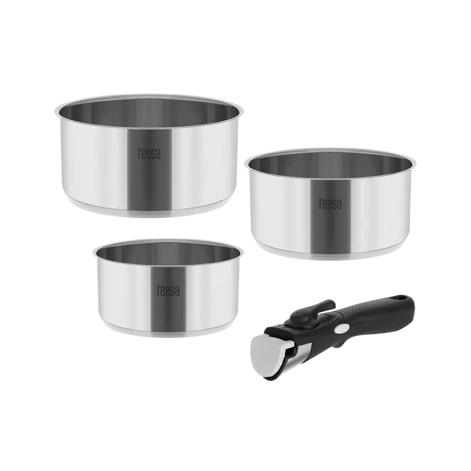 ⁨Set of pots with detachable handle TEESA COOK EXPERT SINGLE HAND⁩ at Wasserman.eu