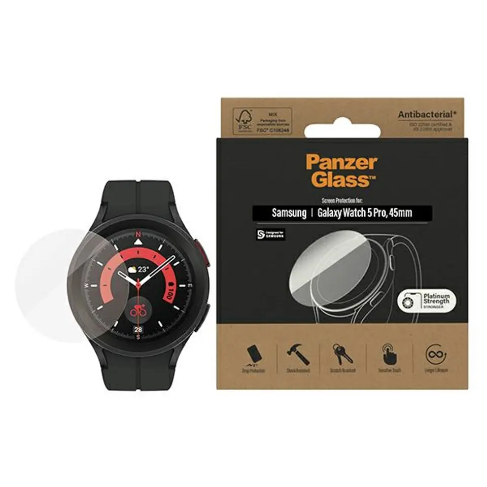 ⁨PanzerGlass Galaxy Watch Classic 5 Pro 45mm Screen Protection Antibacterial 3676⁩ w sklepie Wasserman.eu