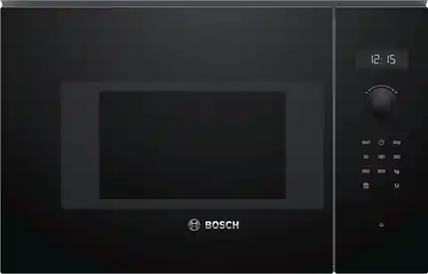 ⁨Bosch Microwave Oven BFL524MB0 20 L, Retractable, Rotary knob, Touch Control, 800 W, Black, Built-in, Defrost function⁩ at Wasserman.eu