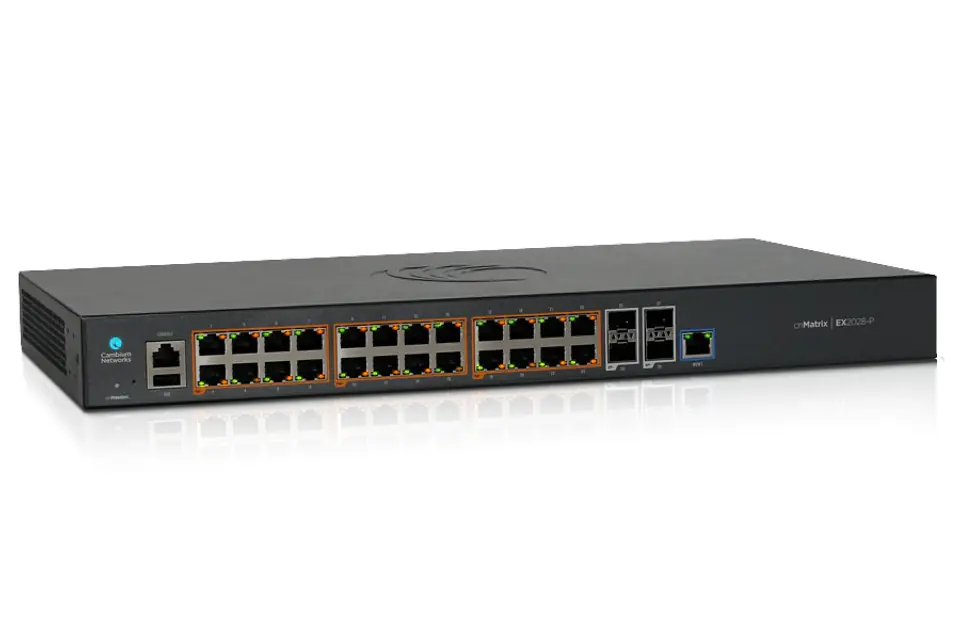 ⁨CAMBIUM CNMATRIX EX2028-P MANAGED POE SWITCH, 24X GE, 4X SFP+ PORTS MX-EX2028PXA-E⁩ at Wasserman.eu