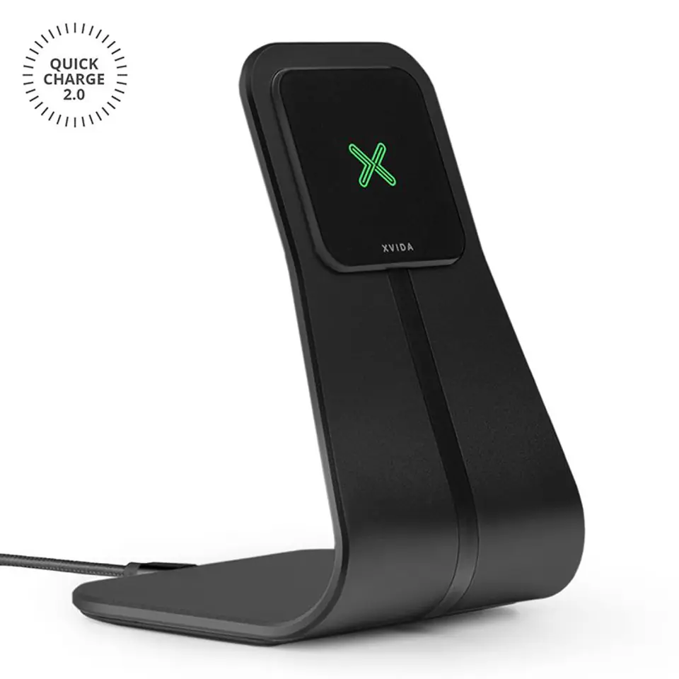 ⁨XVIDA Fast Charging Desk Stand - Ładowarka bezprzewodowa z uchwytem magnetycznym, aluminium (QC 2.0)⁩ w sklepie Wasserman.eu