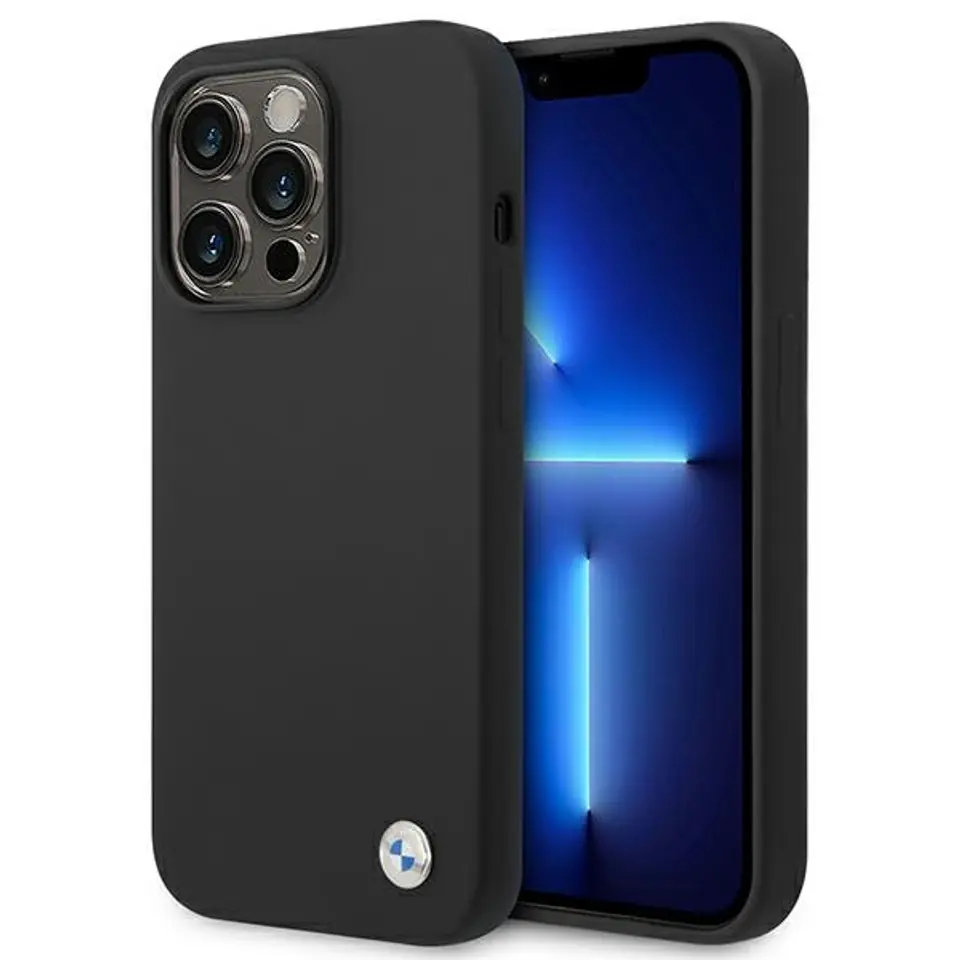 ⁨BMW Liquid Silicone Case Metal Logo - iPhone 14 Pro Case (Black)⁩ at Wasserman.eu