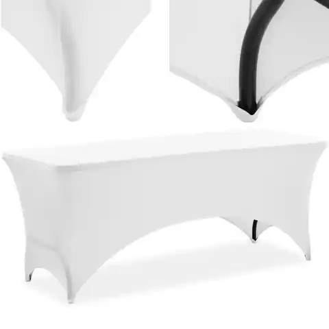 ⁨Flexible universal cover for rectangular table 180 x 74 cm white⁩ at Wasserman.eu