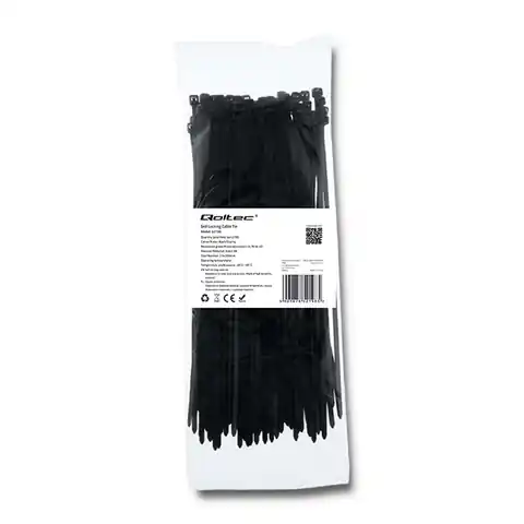 ⁨Qoltec Opaska zaciskowa | 3.6*200mm | Nylon UV | Czarna (0NC)⁩ w sklepie Wasserman.eu