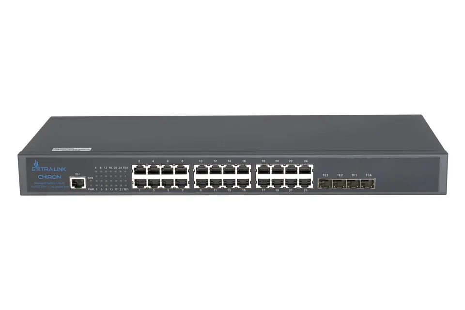 ⁨Extralink Chiron Managed L3 Switch 24xRJ45 GbE, 4x SFP+, 19" Rack⁩ at Wasserman.eu