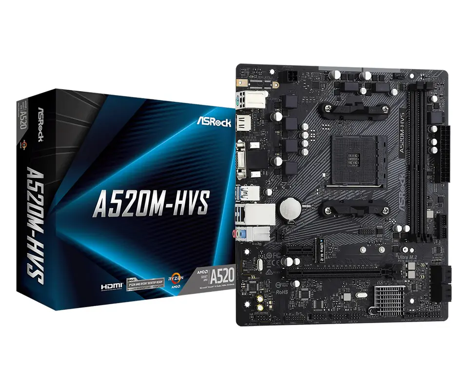 ⁨Asrock A520M-HVS AMD A520 Socket AM4 micro ATX⁩ at Wasserman.eu