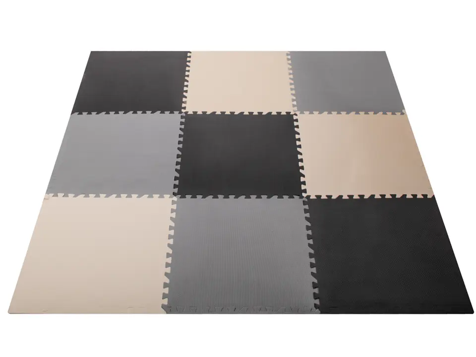 ⁨Foam puzzle mat 9el. grey-cream-graphite 180cmx180cm⁩ at Wasserman.eu